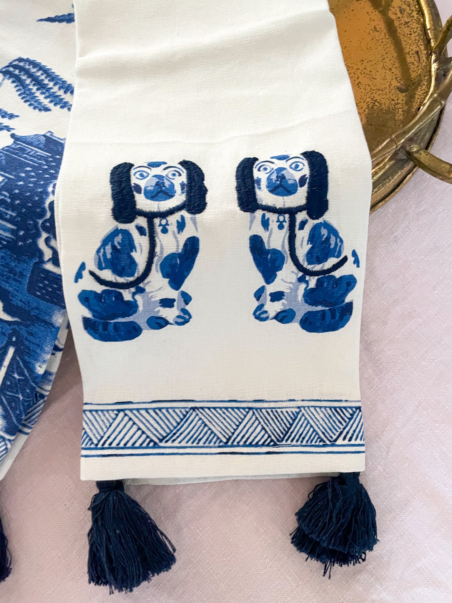 Set of 2 Chinoiserie Blue & White Assorted Dish Towels