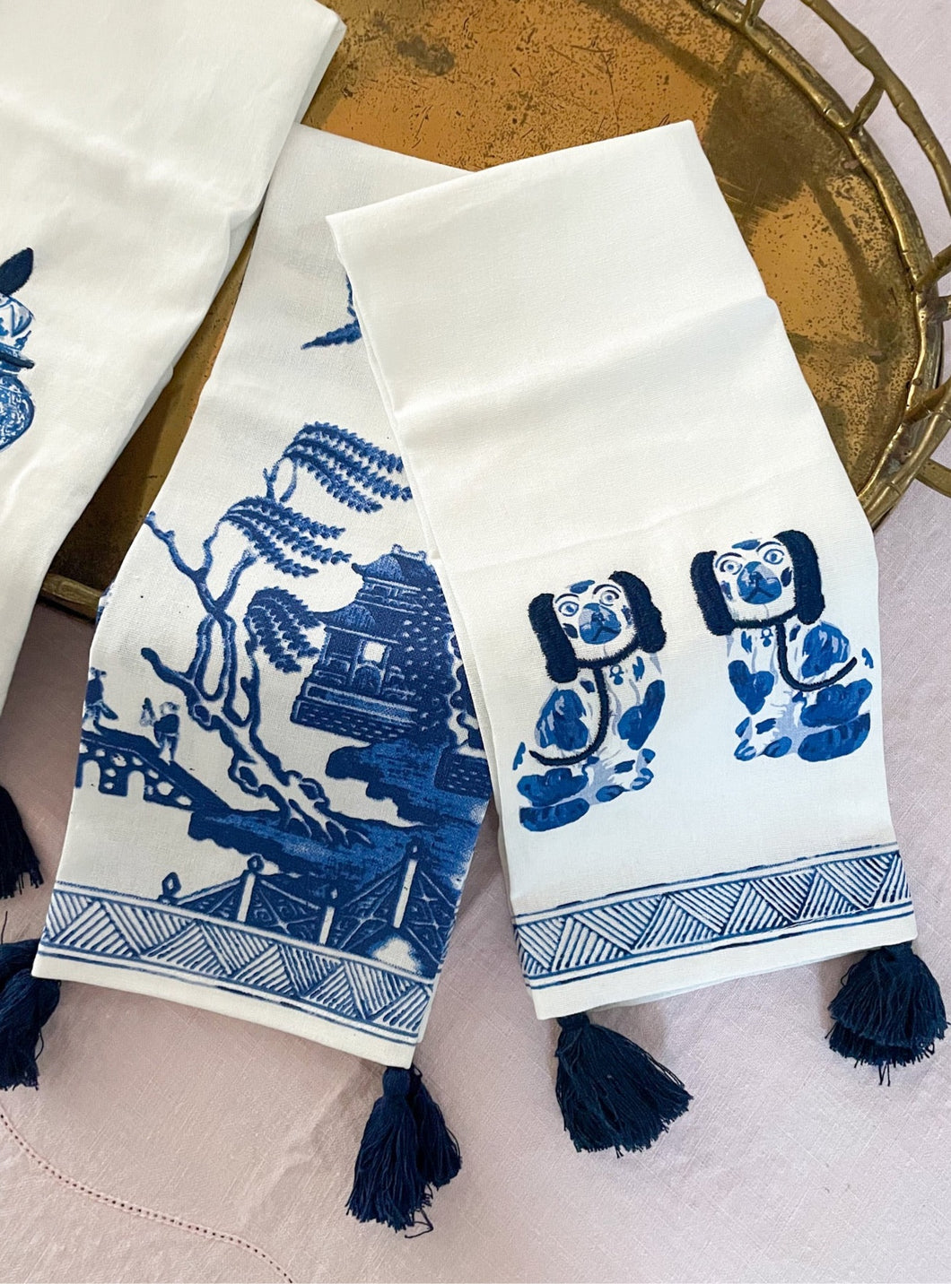 Chinoiserie Blue and White Dish Towels (set of two)