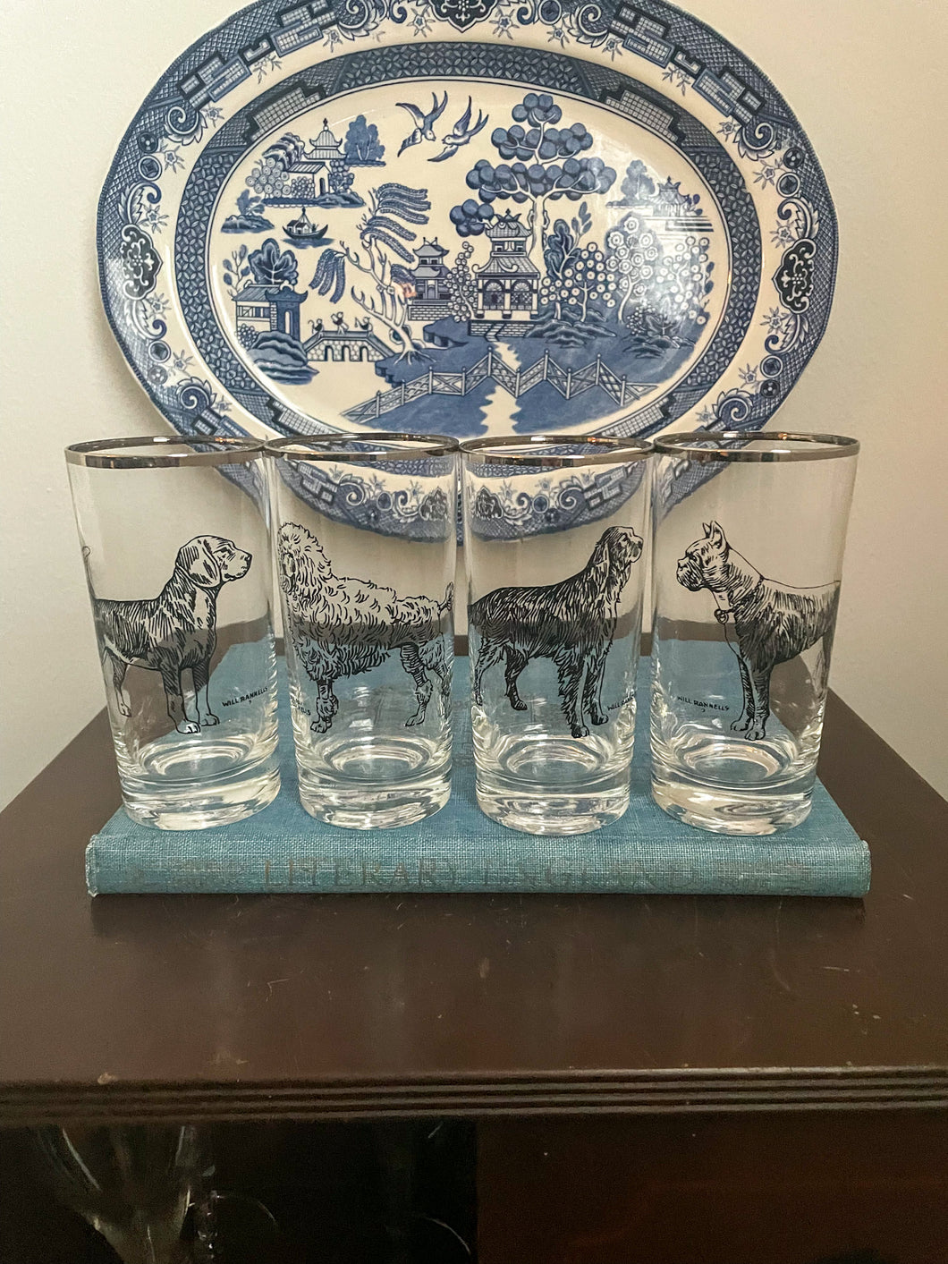 Set of Four Vintage Pup Glasses